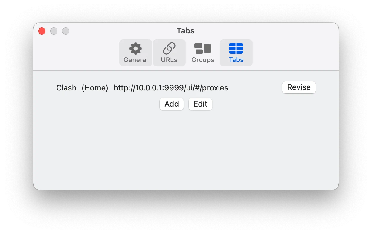 Web tools organized as tabs