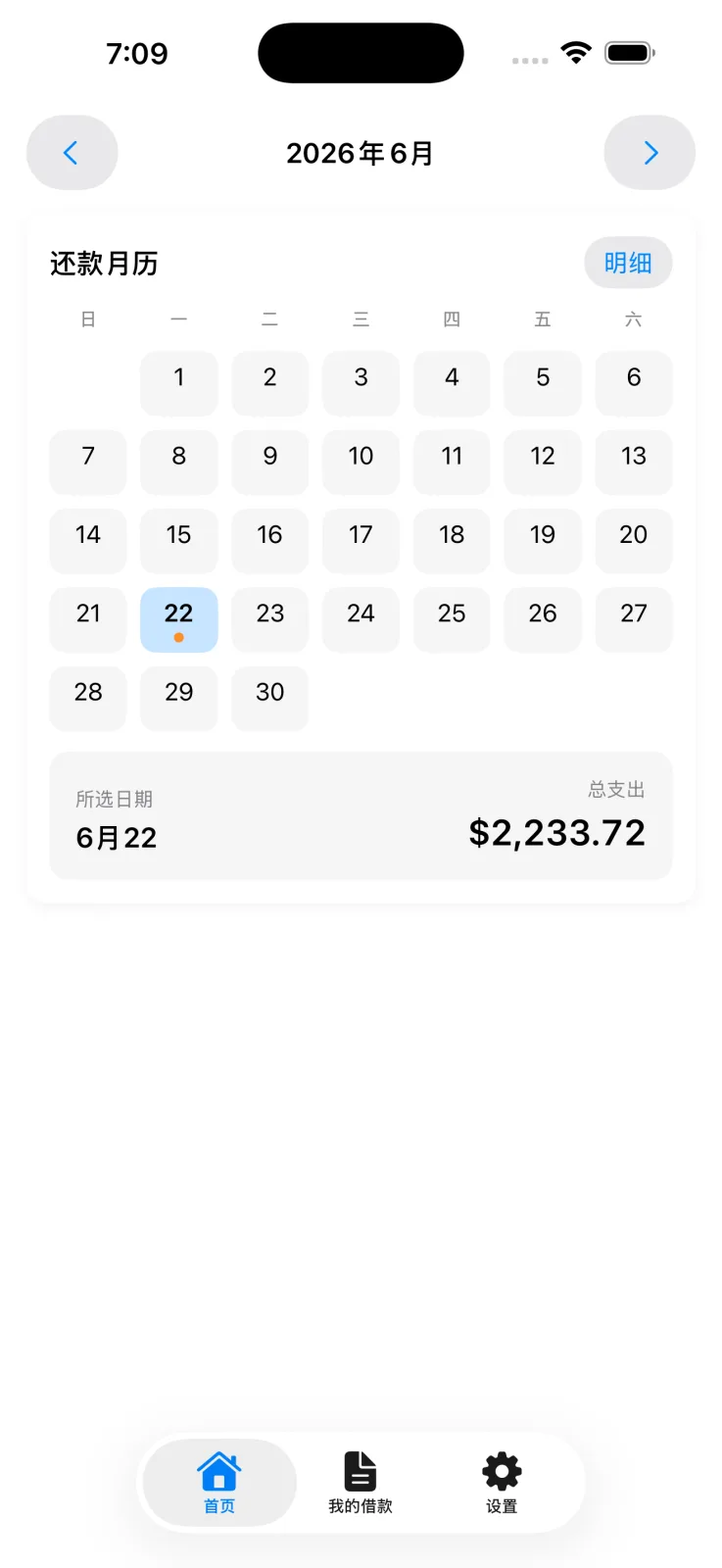 还款日历与付款总额
